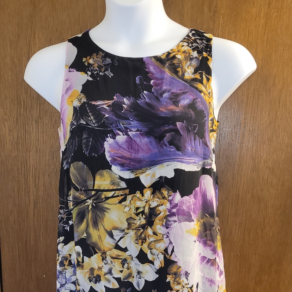 Ronni Nicole Purple and Yellow Sleeveless Tank Top‎